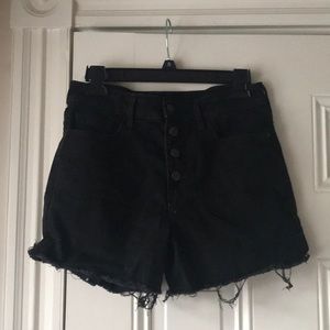 Black high waisted button fly shorts - Old Navy